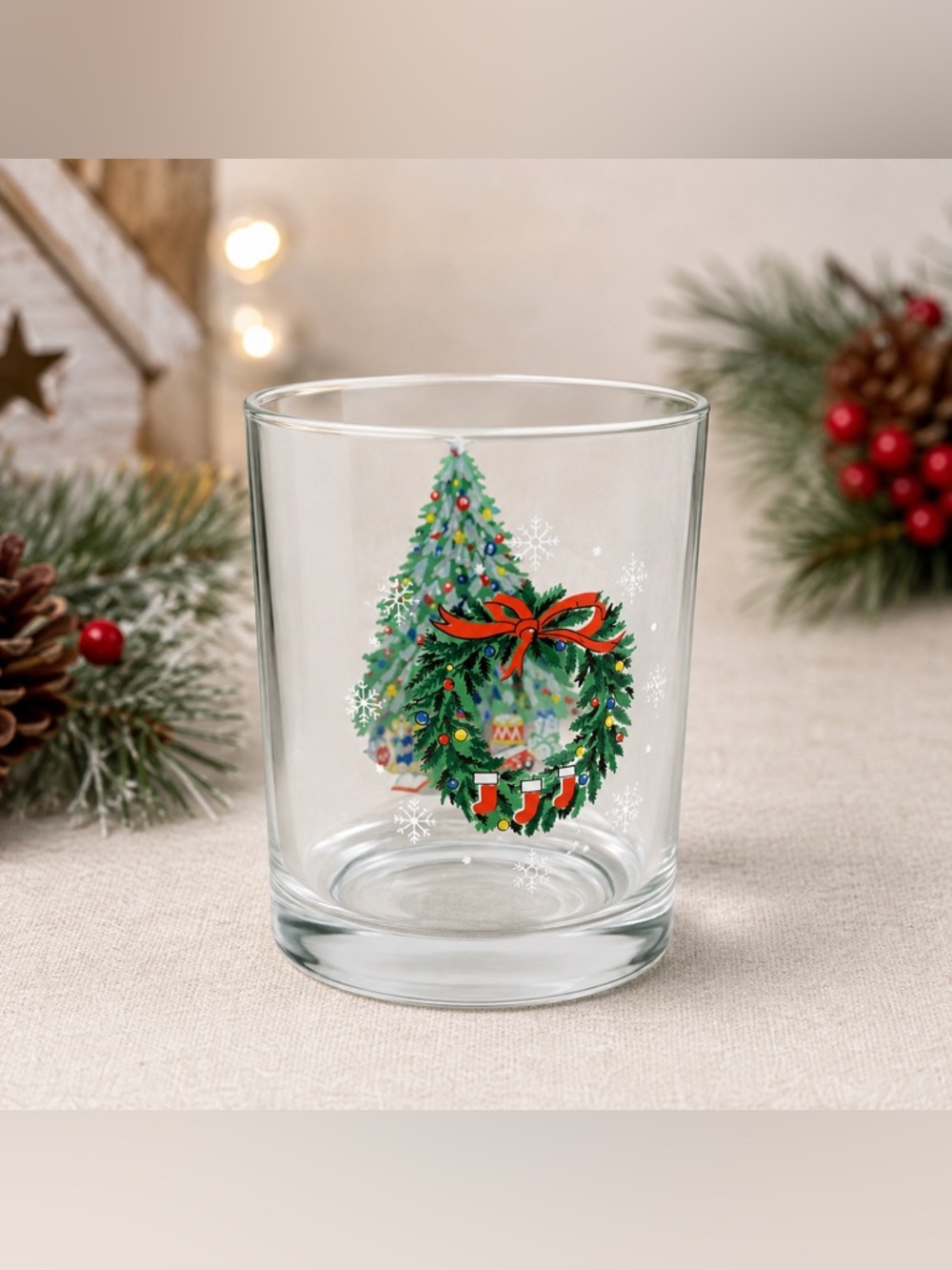 🔍 Vintage Salem Noel Christmas Tree Double Old Fashioned Glass – USA